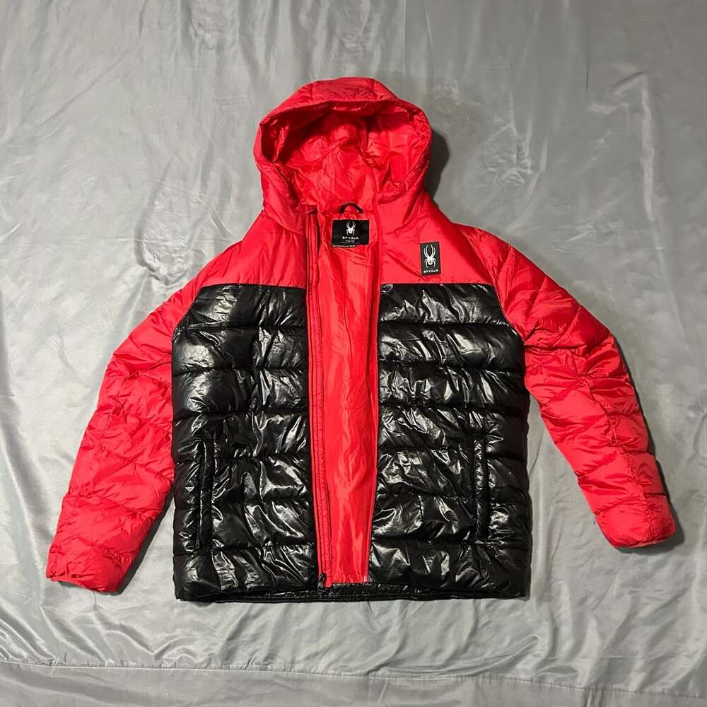 Spyder Circuit Puffer Jacket Size XL Red Black Color Block Insulated Coat